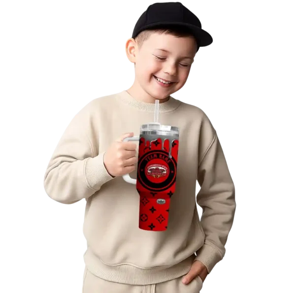 personalized jacksonville state gamecocks bullseye drips red curved tumbler latest model.webp