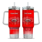 personalized jacksonville state gamecocks geometric prism red curved tumbler best selling.webp