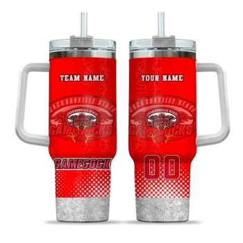 personalized jacksonville state gamecocks geometric prism red curved tumbler best selling.webp