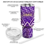 personalized james madison dukes chevron angle purple curved tumbler best selling.webp