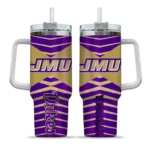 personalized james madison dukes chevron layers purple curved tumbler best selling.webp