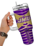 personalized james madison dukes chevron layers purple curved tumbler best selling.webp