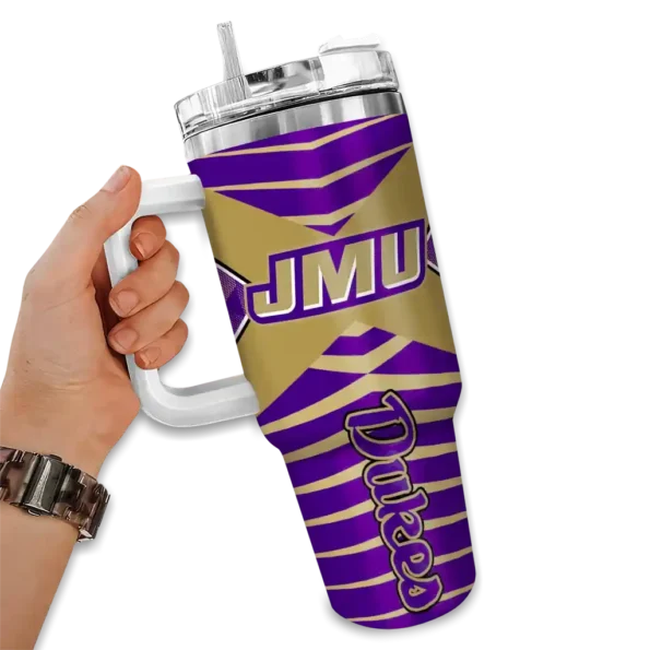 personalized james madison dukes chevron layers purple curved tumbler fashion forward.webp