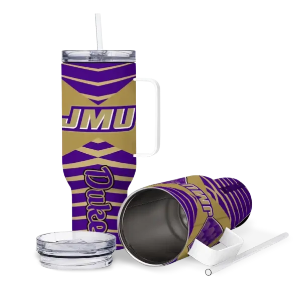 personalized james madison dukes chevron layers purple curved tumbler high quality.webp