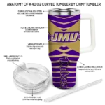 personalized james madison dukes chevron layers purple curved tumbler best selling.webp