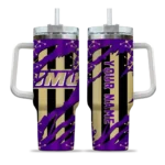 personalized james madison dukes claw cut purple black curved tumbler best selling.webp