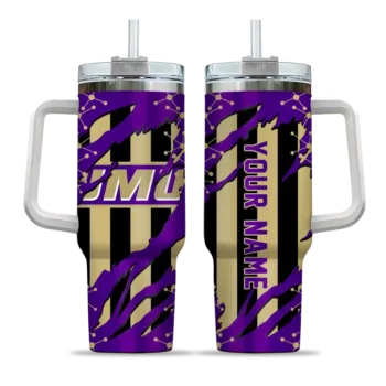 personalized james madison dukes claw cut purple black curved tumbler best selling.webp