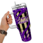 personalized james madison dukes claw cut purple black curved tumbler best selling.webp