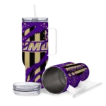 personalized james madison dukes claw cut purple black curved tumbler best selling.webp
