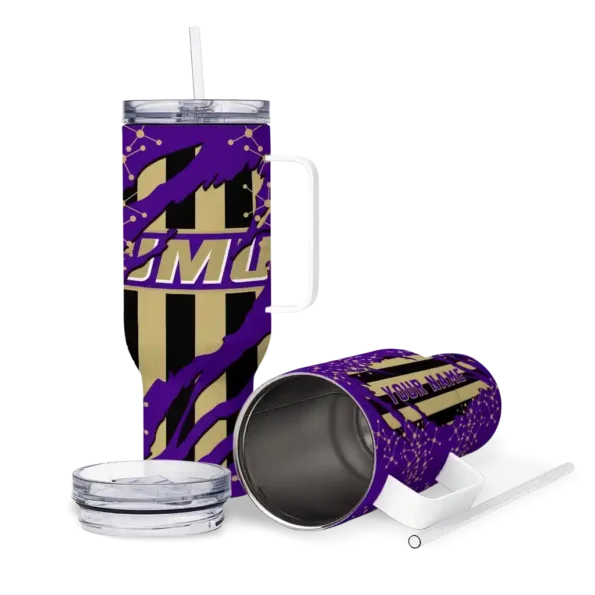 personalized james madison dukes claw cut purple black curved tumbler high quality.webp