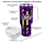 personalized james madison dukes claw cut purple black curved tumbler best selling.webp