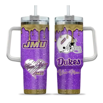 personalized james madison dukes heart helmet motif purple curved tumbler best selling.webp