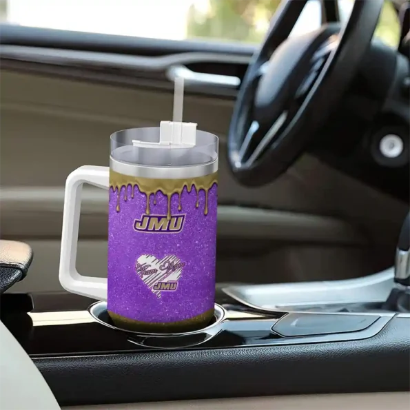 personalized james madison dukes heart helmet motif purple curved tumbler trendy.webp