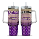 personalized james madison dukes hex texture purple curved tumbler best selling.webp