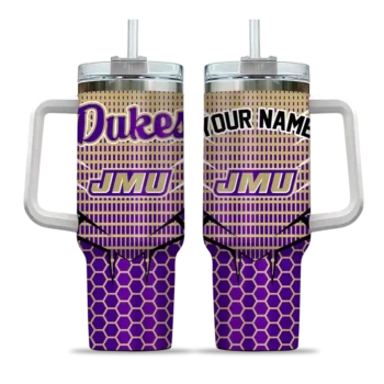 personalized james madison dukes hex texture purple curved tumbler best selling.webp