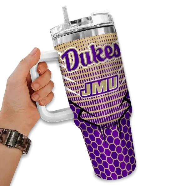 personalized james madison dukes hex texture purple curved tumbler fashion forward.webp