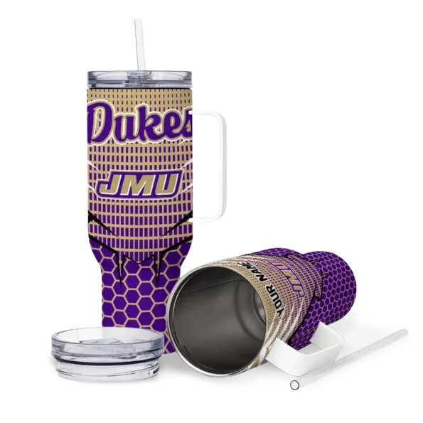 personalized james madison dukes hex texture purple curved tumbler high quality.webp