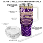 personalized james madison dukes hex texture purple curved tumbler best selling.webp