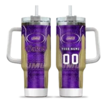 personalized james madison dukes hexagon armor purple curved tumbler best selling.webp