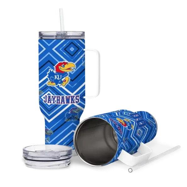 personalized kansas jayhawks bold diamonds blue curved tumbler high quality.webp