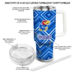personalized kansas jayhawks bold diamonds blue curved tumbler best selling.webp
