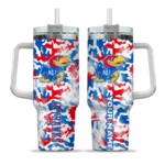 personalized kansas jayhawks camo mashup blue white curved tumbler best selling.webp