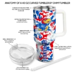 personalized kansas jayhawks camo mashup blue white curved tumbler best selling.webp