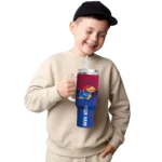 personalized kansas jayhawks chevron stripe blue curved tumbler best selling.webp