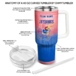 personalized kansas jayhawks gradient dots blue curved tumbler best selling.webp