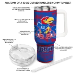 personalized kansas jayhawks honey streaks blue curved tumbler best selling.webp