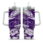 personalized kansas state wildcats abstract paths purple curved tumbler best selling.webp
