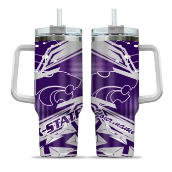 personalized kansas state wildcats abstract paths purple curved tumbler best selling.webp