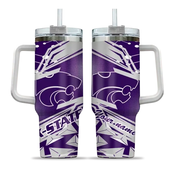 personalized kansas state wildcats abstract paths purple curved tumbler best selling.webp
