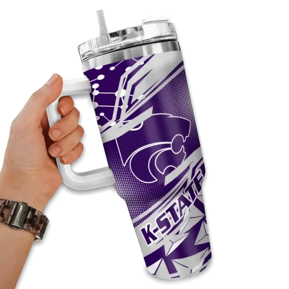 personalized kansas state wildcats abstract paths purple curved tumbler fashion forward.webp