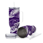 personalized kansas state wildcats abstract paths purple curved tumbler best selling.webp
