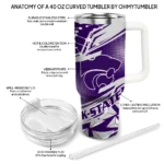 personalized kansas state wildcats abstract paths purple curved tumbler best selling.webp