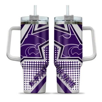 personalized kansas state wildcats arrow burst purple curved tumbler best selling.webp
