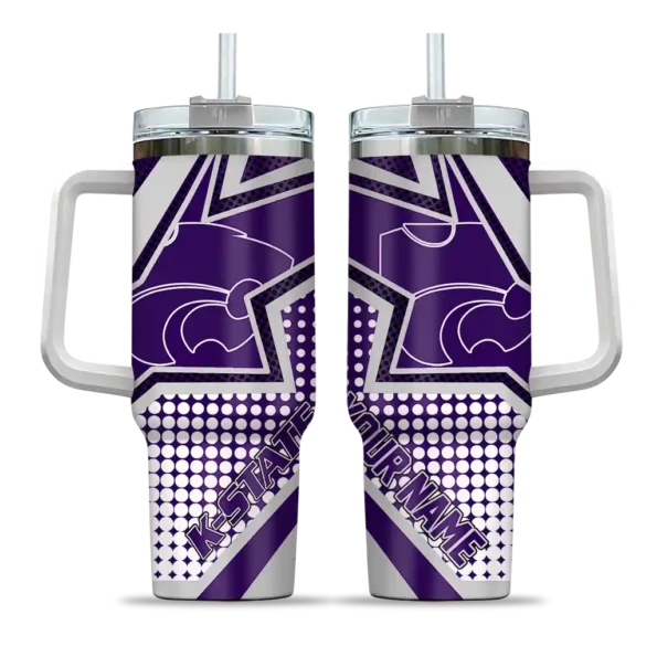 personalized kansas state wildcats arrow burst purple curved tumbler best selling.webp