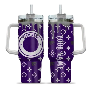personalized kansas state wildcats bullseye drips purple curved tumbler best selling.webp