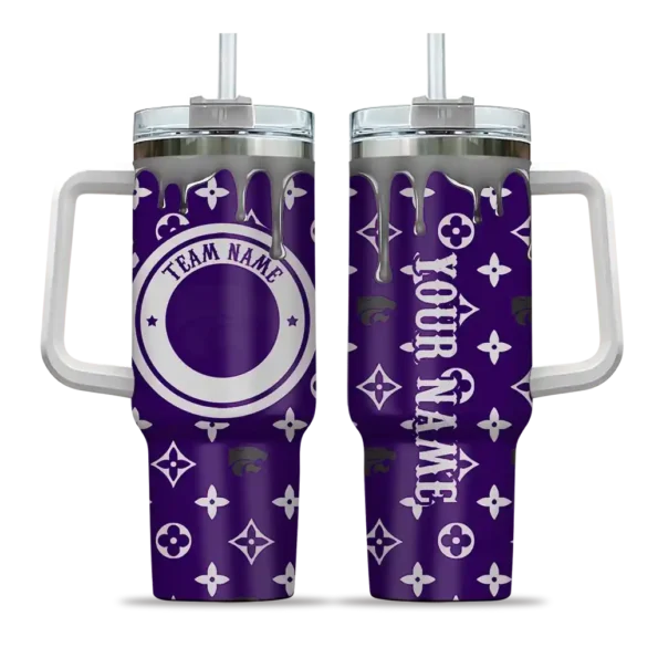 personalized kansas state wildcats bullseye drips purple curved tumbler best selling.webp