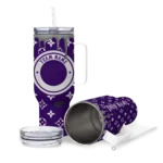 personalized kansas state wildcats bullseye drips purple curved tumbler best selling.webp