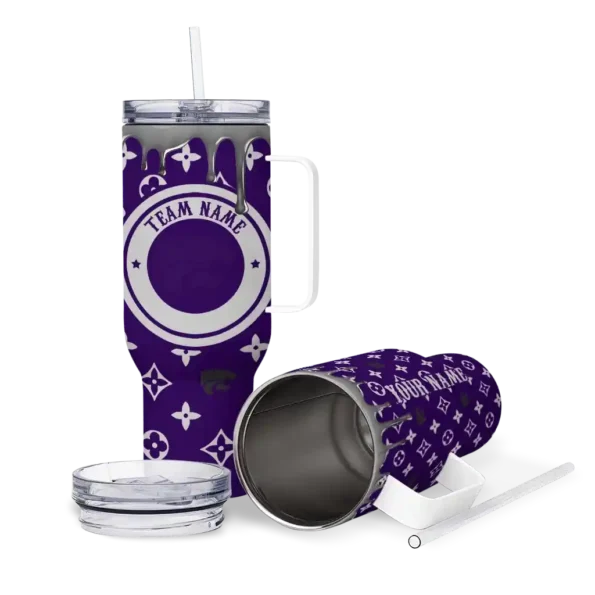 personalized kansas state wildcats bullseye drips purple curved tumbler high quality.webp
