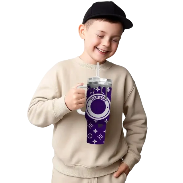 personalized kansas state wildcats bullseye drips purple curved tumbler latest model.webp