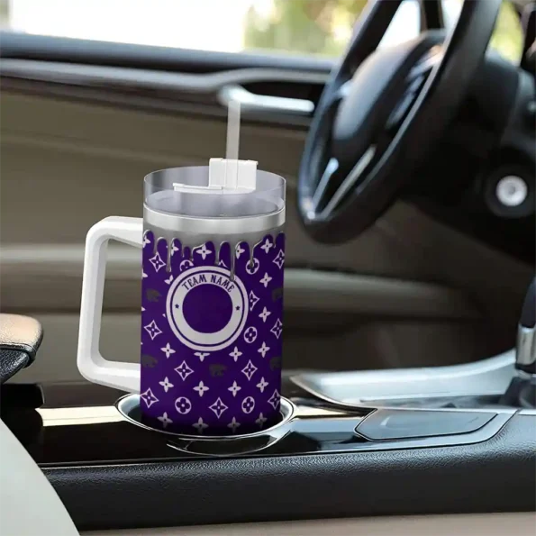 personalized kansas state wildcats bullseye drips purple curved tumbler trendy.webp