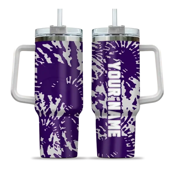 personalized kansas state wildcats burst swirl purple curved tumbler best selling.webp
