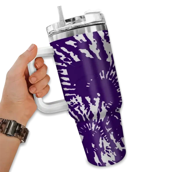 personalized kansas state wildcats burst swirl purple curved tumbler fashion forward.webp