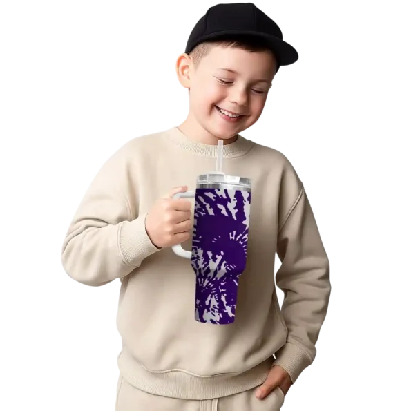 personalized kansas state wildcats burst swirl purple curved tumbler latest model.webp