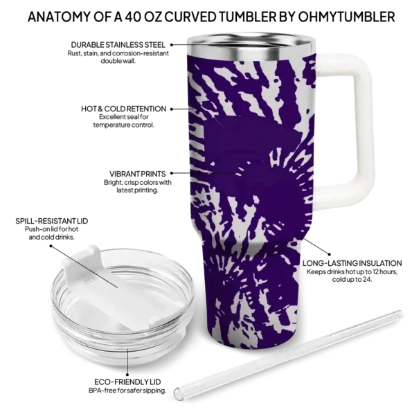 personalized kansas state wildcats burst swirl purple curved tumbler new arrival.webp