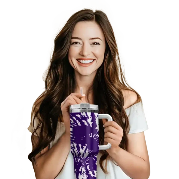 personalized kansas state wildcats burst swirl purple curved tumbler premium grade.webp