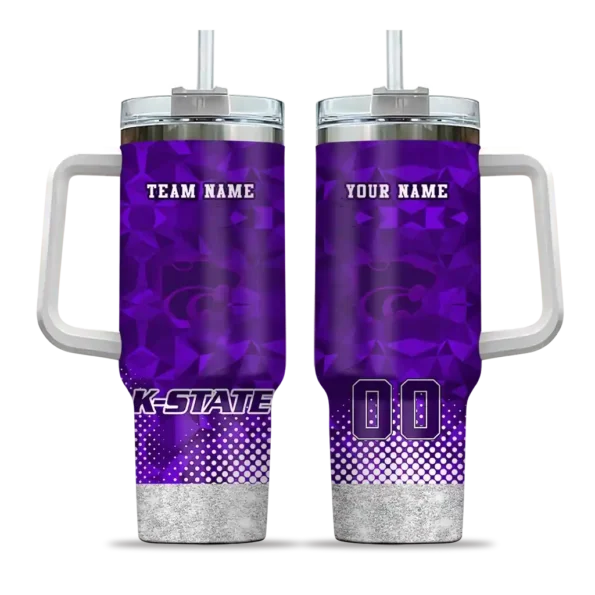 personalized kansas state wildcats geometric prism purple curved tumbler best selling.webp